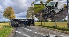 Poważny wypadek na drodze wojewódzkiej. Bus zderzył …