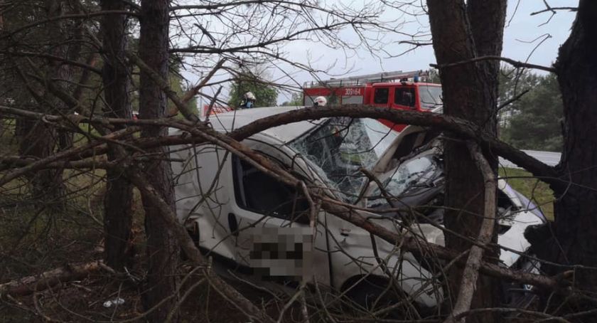 Wypadek w pobliżu Torunia. Samochód uderzył w drzewo i dachował [FOTO]