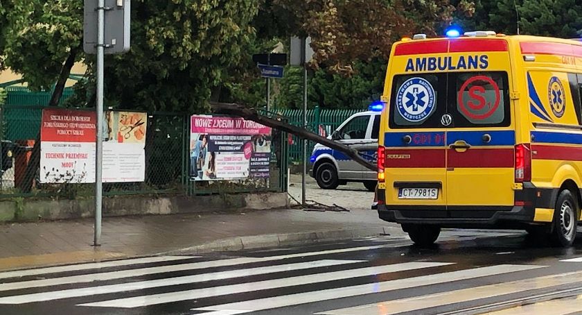 Wiatr szaleje w Toruniu. Gałąź spadła na starszą kobietę