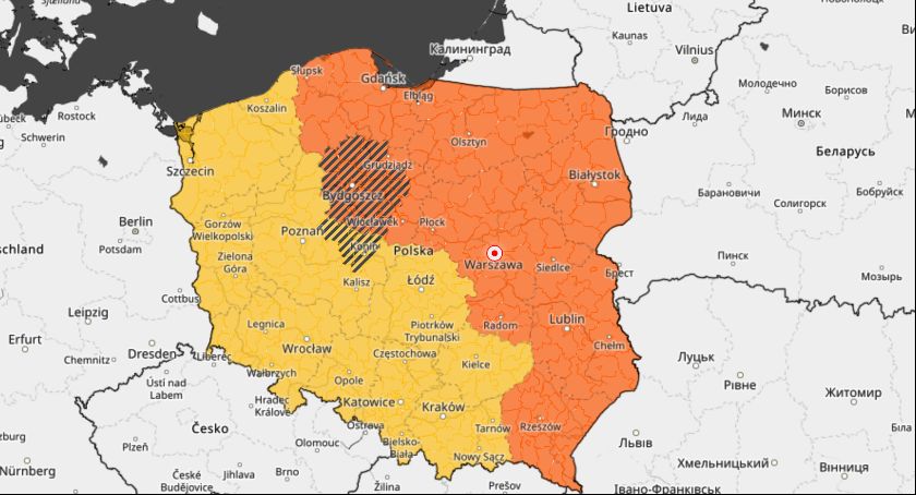 Podwójne ostrzeżenie meteorologiczne dla Torunia