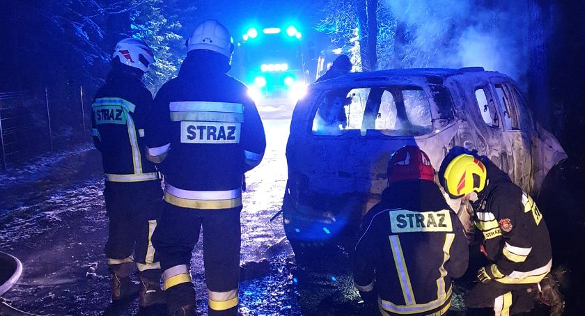 Kierowca uderzył pod Toruniem w drzewo. Samochód się zapalił [FOTO]