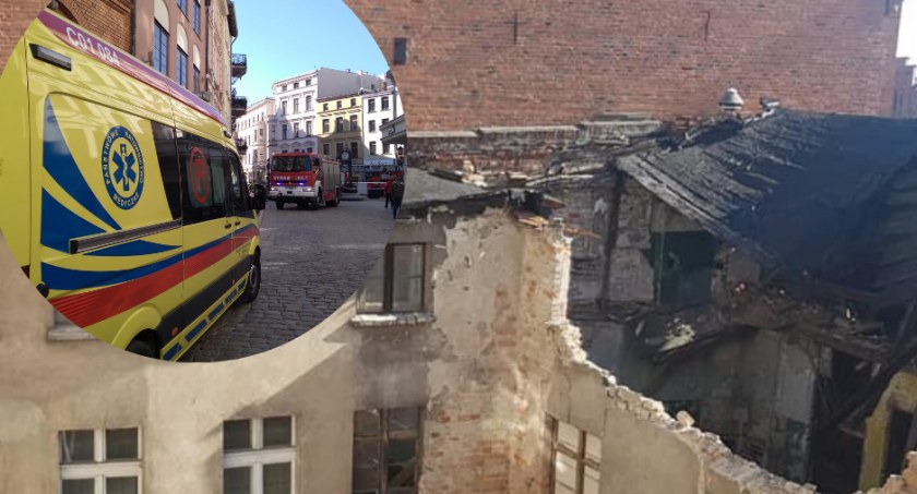 Akcja służb w centrum Torunia. Zawalił się dach kamienicy