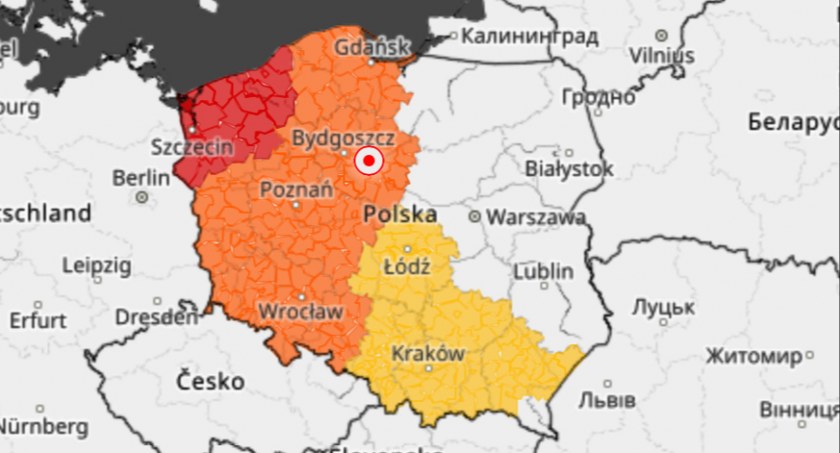Pomarańczowy alert w Toruniu. Ostrzeżenie IMGW dla mieszkańców