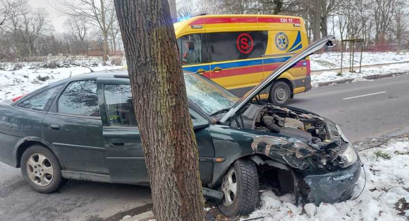 Poważny wypadek w Toruniu. Kierowca wjechał w drzewo