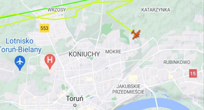 Mieszkańcy zaniepokojeni. W nocy samolot krążył nad Toruniem