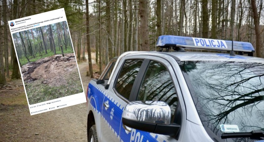 Tajemniczy obiekt w lesie pod Bydgoszczą. W sieci krąży zdjęcie z miejsca zdarzenia