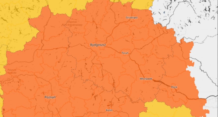 Ekstremalna pogoda. Pomarańczowy alert dla Torunia