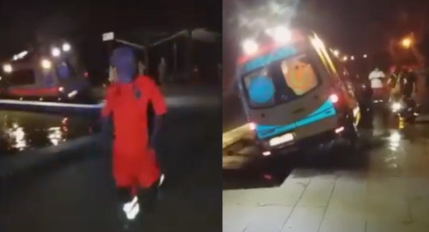 W Toruniu pod karetką zapadły się płyty. Pogotowie utknęło w parku [WIDEO]