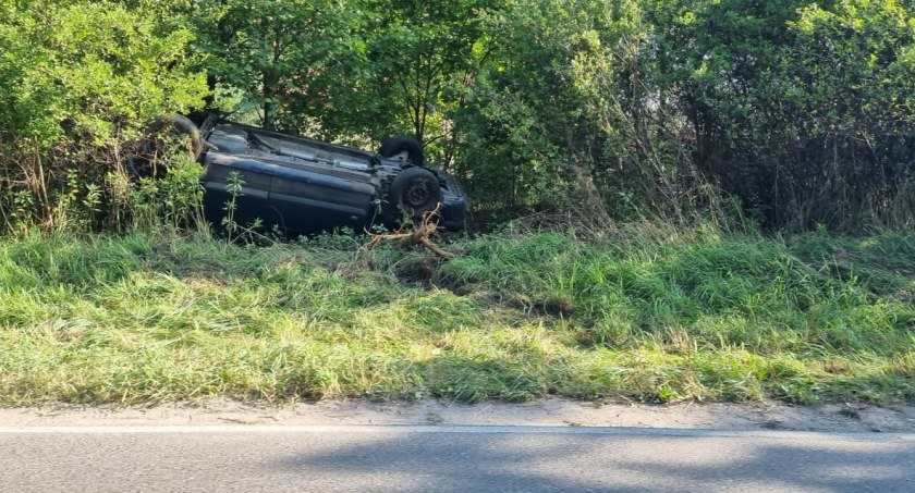 Dachowanie pod Toruniem. Auto wylądowało w krzakach