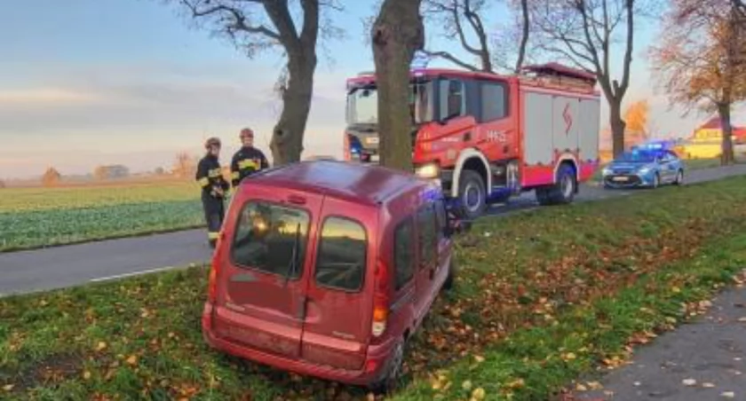 Poranny wypadek pod Toruniem. Auto na drzewie, a kierowca zwiał