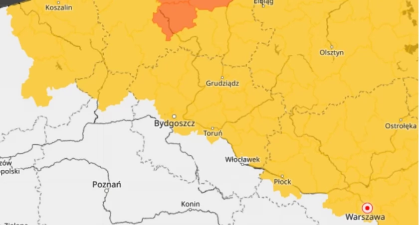 Do Torunia nadciąga niebezpieczne zjawisko. IMGW wydaje żółty alert