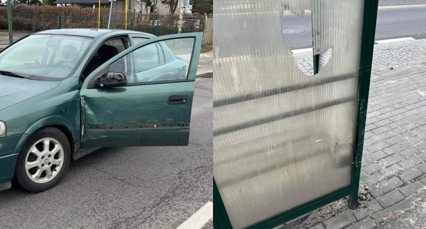 Kompletnie pijany kierowca wjechał w przystanek autobusowy w Toruniu