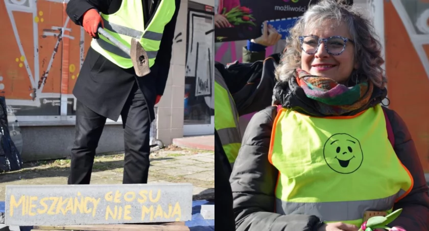 Mieszkańcy rozbili symboliczny beton przed Uniwersamem w Toruniu