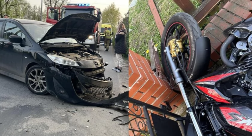 Poważny wypadek pod Toruniem. Motocyklista rozbił się na ogrodzeniu