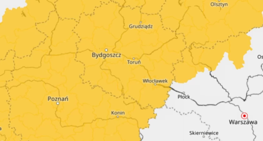 Uwaga! IMGW ogłosił ostrzeżenie pierwszego stopnia dla Torunia