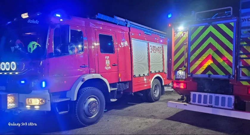 Groźny pożar pod Toruniem. Właściciel ratował swój dobytek