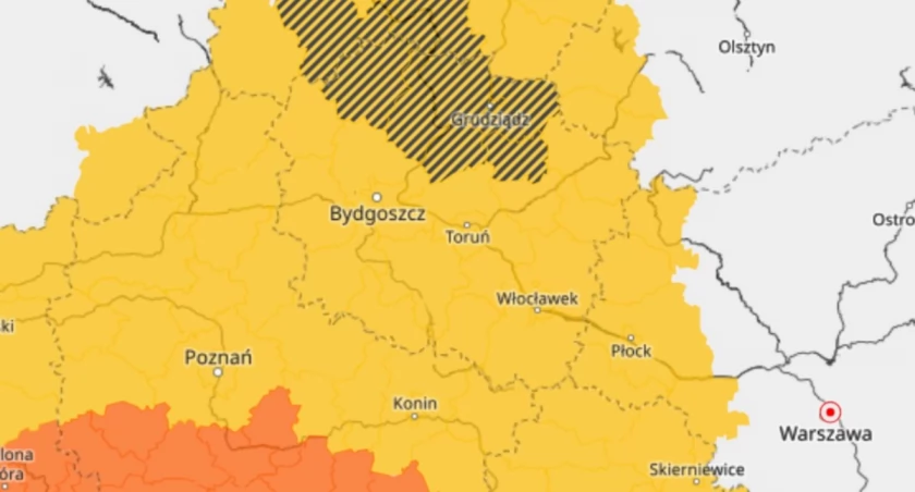 Uwaga! IMGW wydał ostrzeżenie pierwszego stopnia dla Torunia