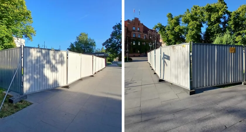 W centrum Torunia znowu rozstawiono wielkie ogrodzenie