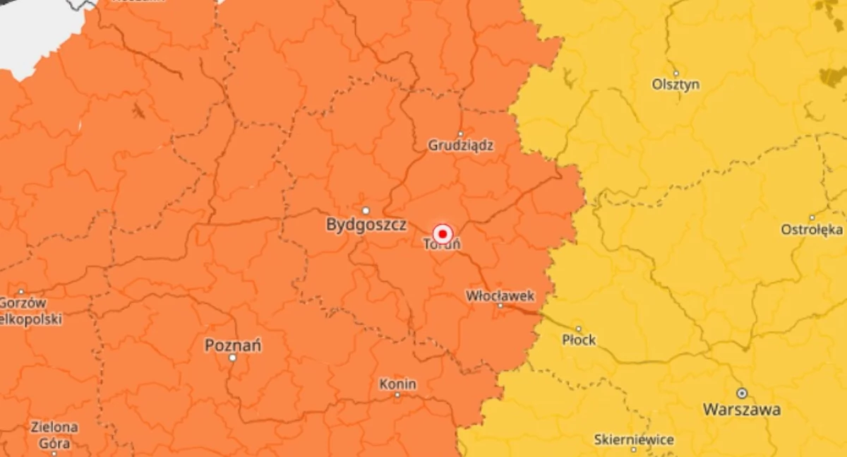 Pomarańczowy ALERT w Toruniu. Zacznie obowiązywać w samo południe