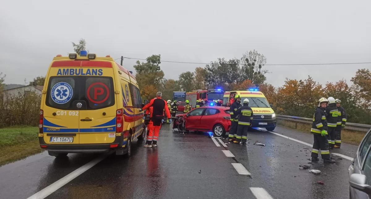 Karambol pod Toruniem. Pieć osób trafiło do szpitala