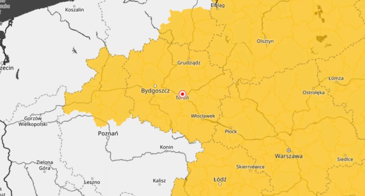 W Toruniu wydano żółty alert IMGW. Jeszcze dziś zrobi się niebezpiecznie