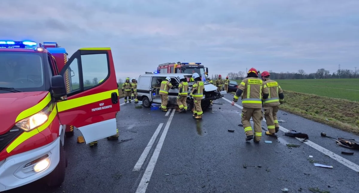 Poważny wypadek w pobliżu Torunia. Kobieta zakleszczona w aucie