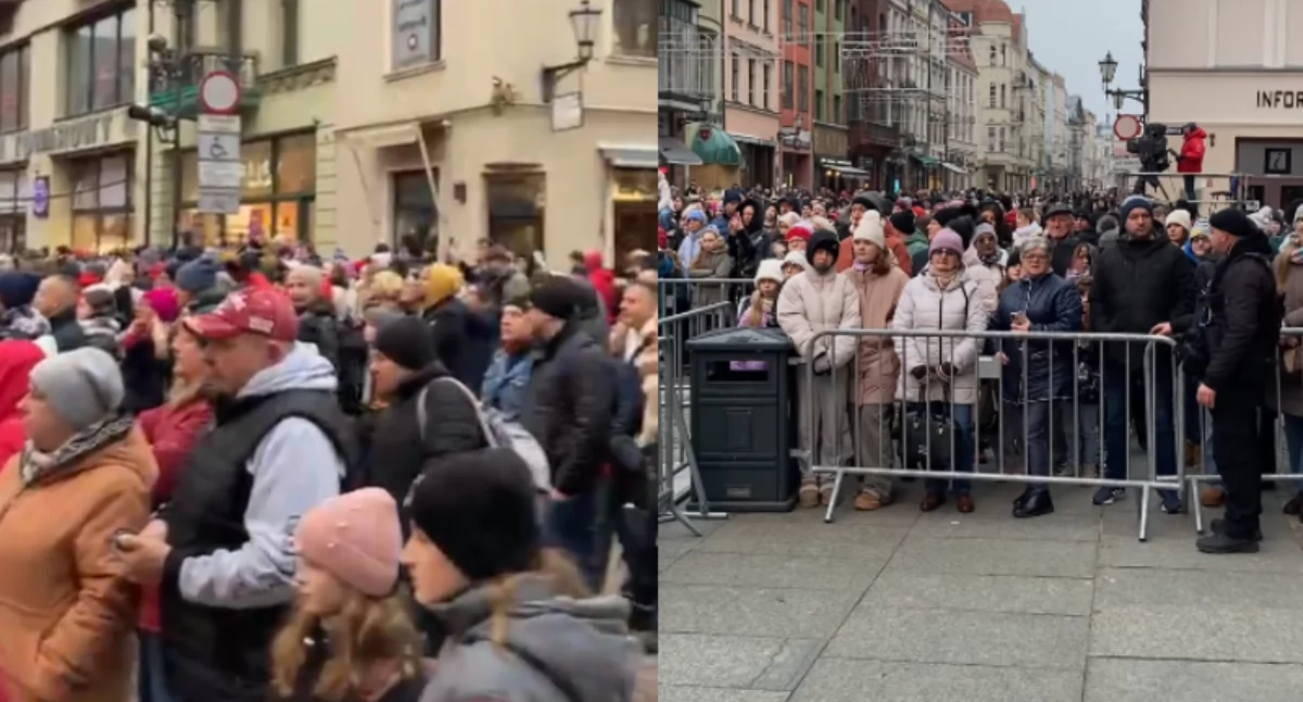 Wielkie tłumy w centrum Torunia. Ludzie już czekają na otwarcie bramek na Sylwestra