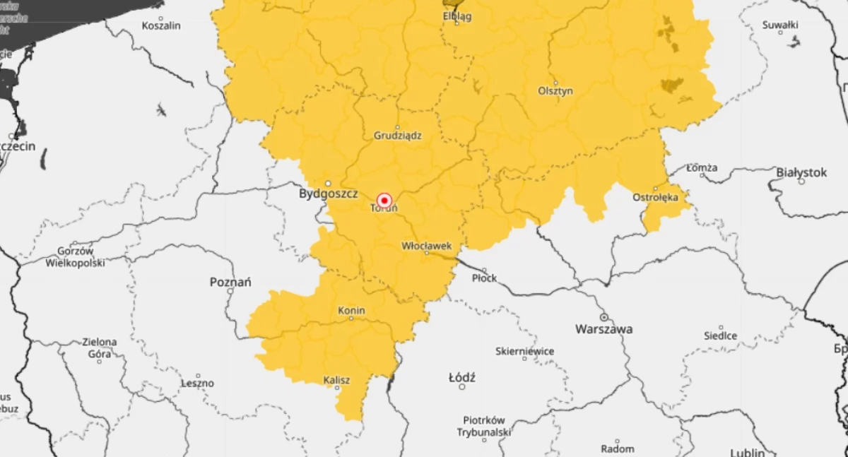 IMGW wydał żółty ALERT w Toruniu. Powraca niebezpieczne zjawisko