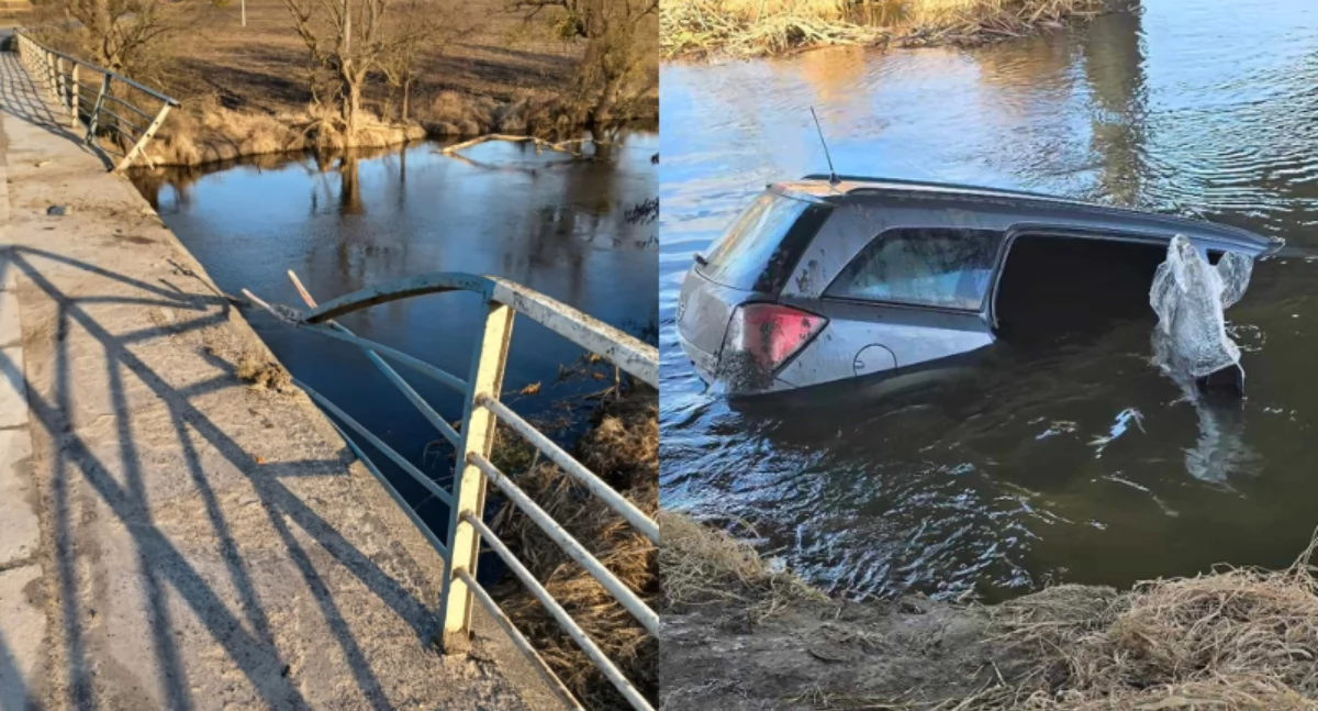 Szokujący wypadek pod Toruniem. Kierowca auta wpadł do rzeki