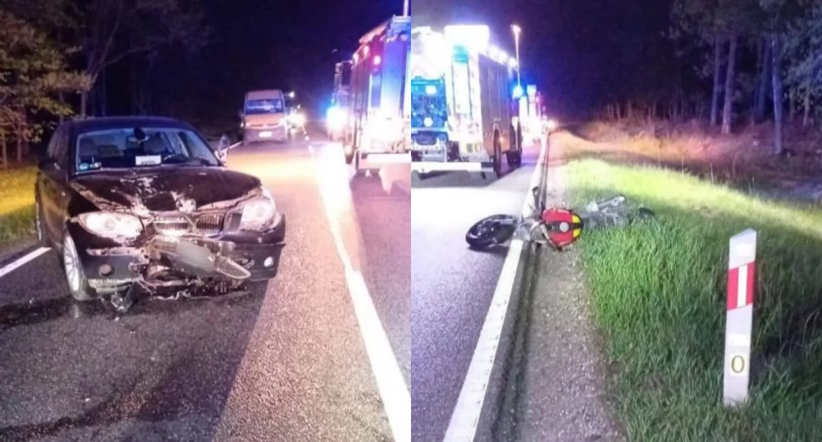 Poważny wypadek na drodze pod Toruniem. Motocyklista zderzył się z autem