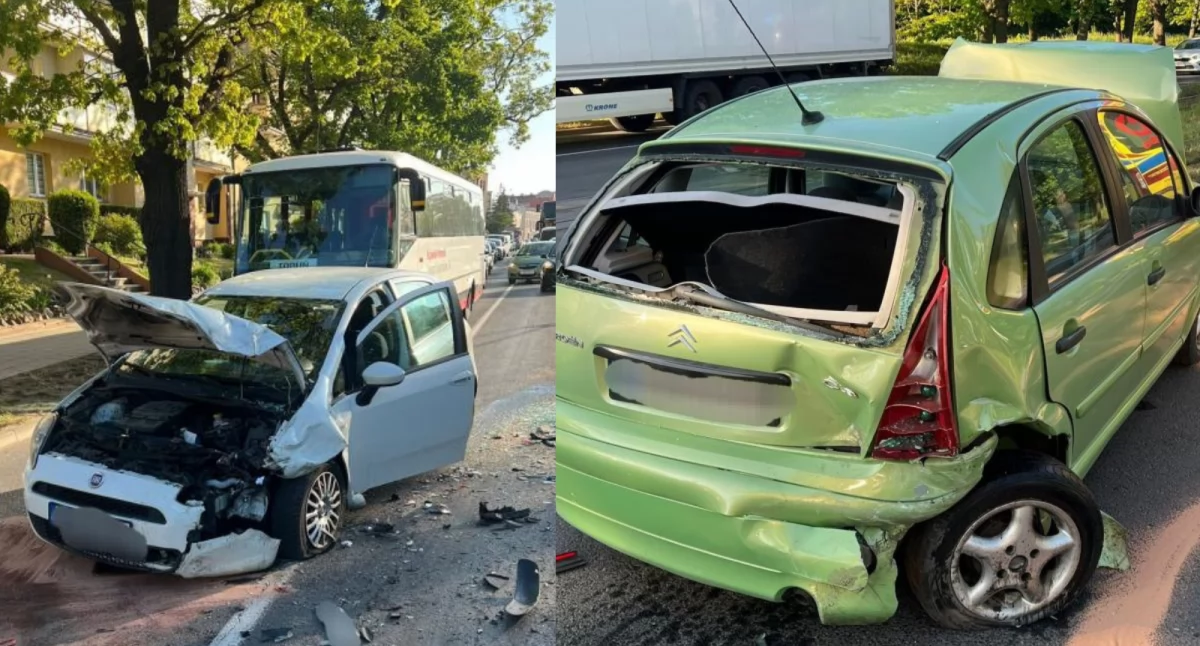 Wypadek na ruchliwej ulicy w Toruniu. Roztrzaskały się trzy auta