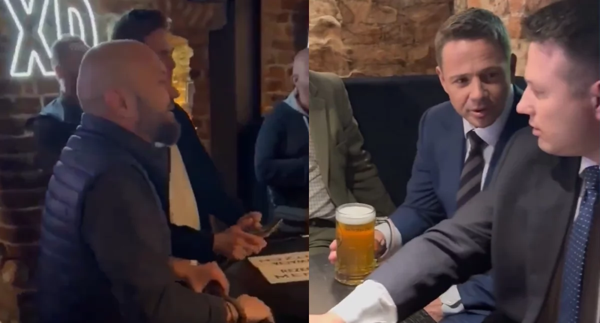 Koncert krzyków w pubie Mentzen w Toruniu. Głównym wokalistą był radny PiS