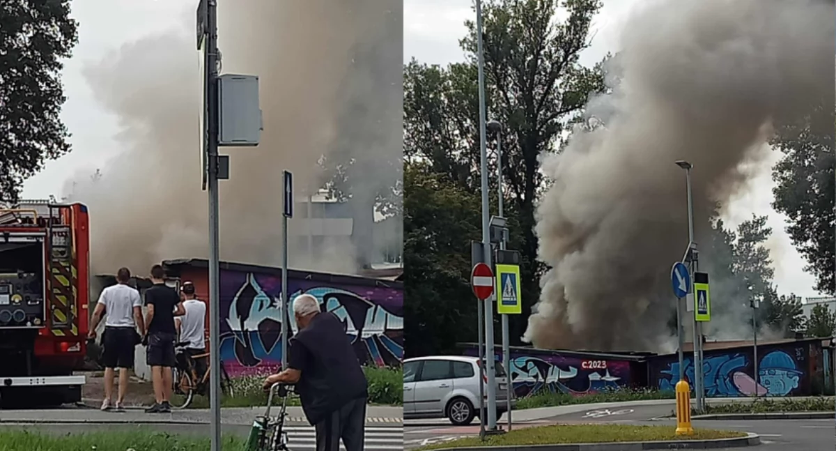 Pożar blaszanych garaży w Toruniu. Policja rozpoczęła dochodzenie