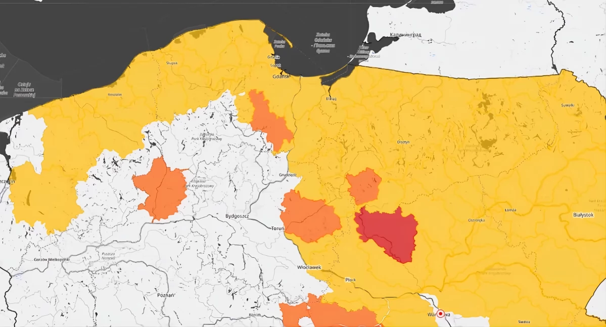 Nowe alerty od IMGW. Toruń na granicy pomarańczowej strefy