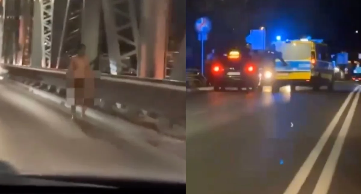 Mężczyzna z Zimbabwe chodził nago po moście w Toruniu. Nagranie trafiło do sieci