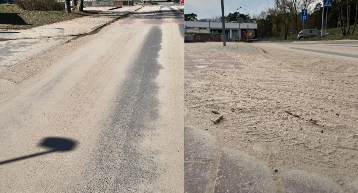 Ulica w Toruniu budzi obawy sanitarne. Piasek czeka tam na następną zimę