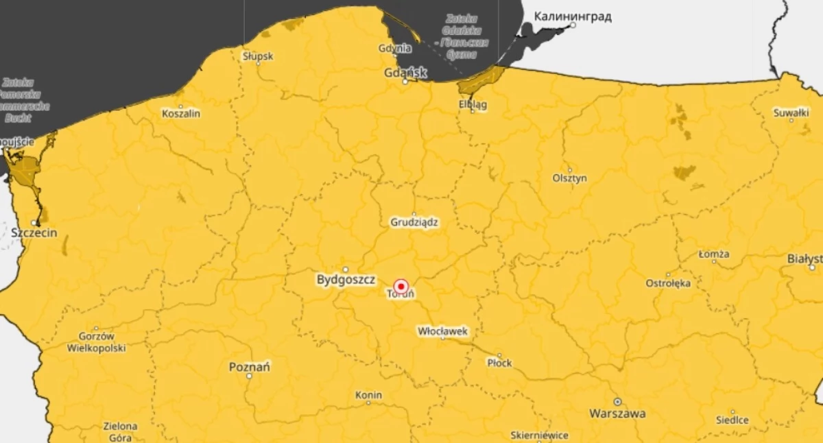 IMGW zapowiada nowe ostrzeżenie. Toruń znalazł się w żółtej strefie