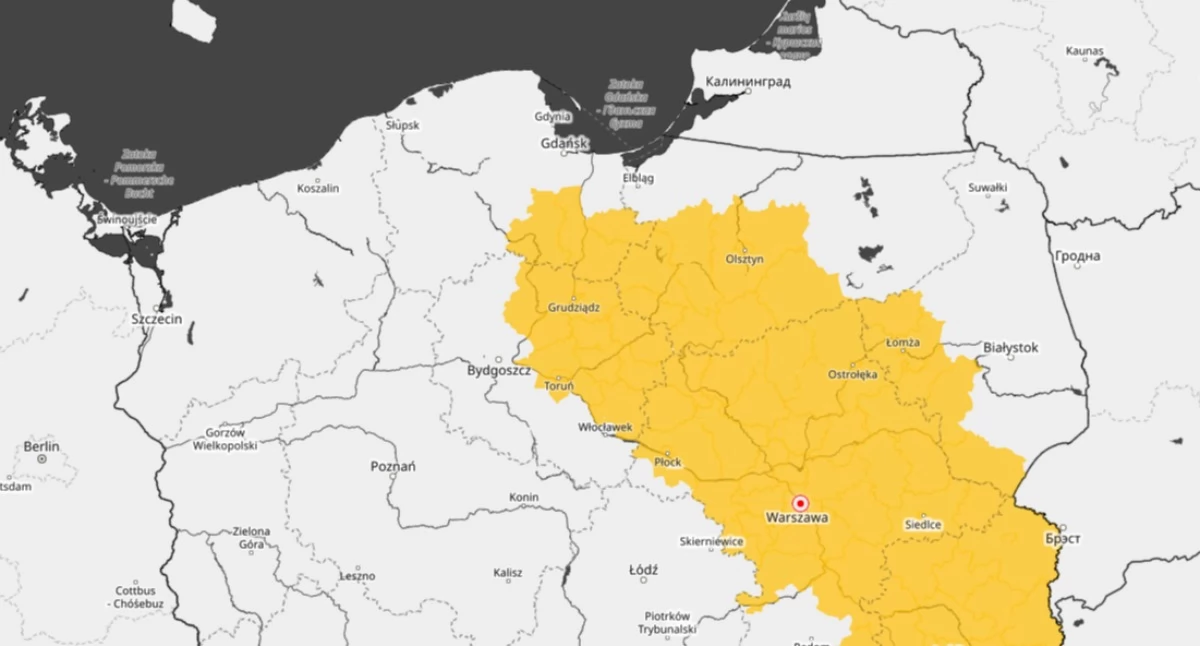 Jest zapowiedź nowego ostrzeżenia IMGW. Toruń znajdzie się w żółtej strefie