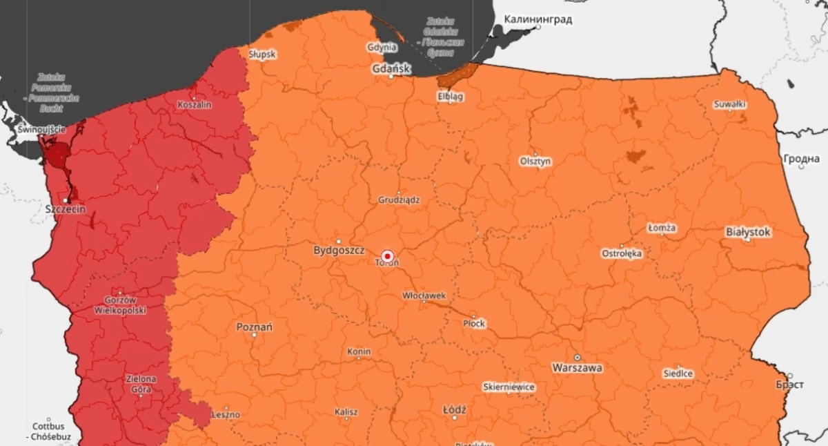 Jest zapowiedź ostrzeżenia od IMGW. Toruń będzie w pomarańczowej strefie