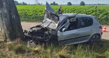 Wypadek w powiecie świeckim. Samochód uderzył w drzewo