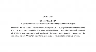 Ogłoszenie Burmistrza  Żnina