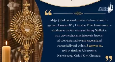 Biskup ogłosił dyspensę