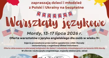 Bezpłatne warsztaty języka angielskiego w Mordach. Poprowadzą je native speakerzy z USA i Kanady